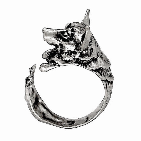 Silver Corgi dog adjustable ring - Picture 4 of 11